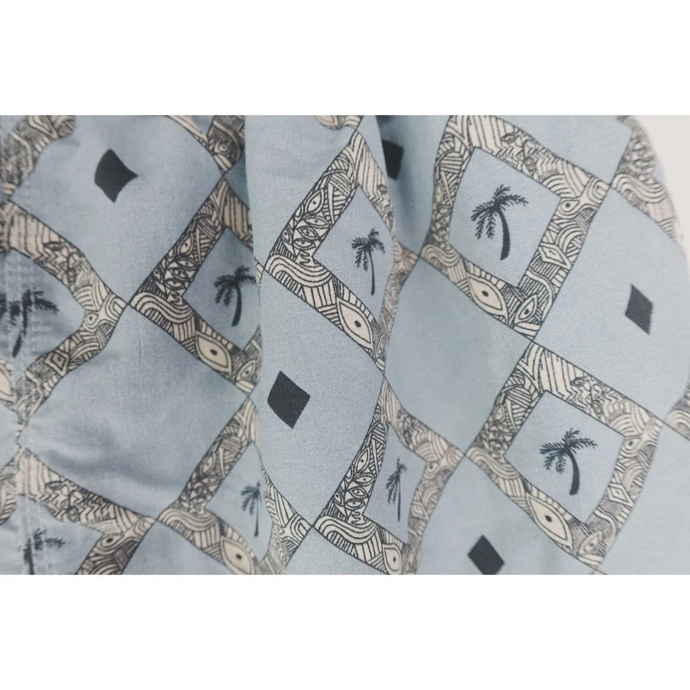 Joe Martin Large‎ Mens Swimming Trunks Shorts  Blue Palm Trees Aztec Nylon